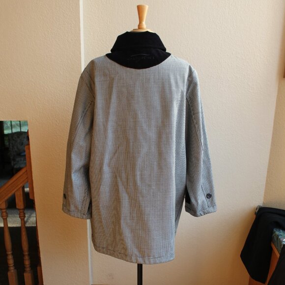 Vintage 80's Apriori Wool Blend Reversable Houndstooth Black Velvet DB Coat 12 - Picture 2 of 7